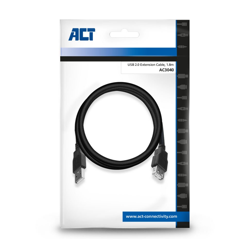ACT AC3040 USB-kabel 1,8 m USB 2.0 USB A Zwart – 3