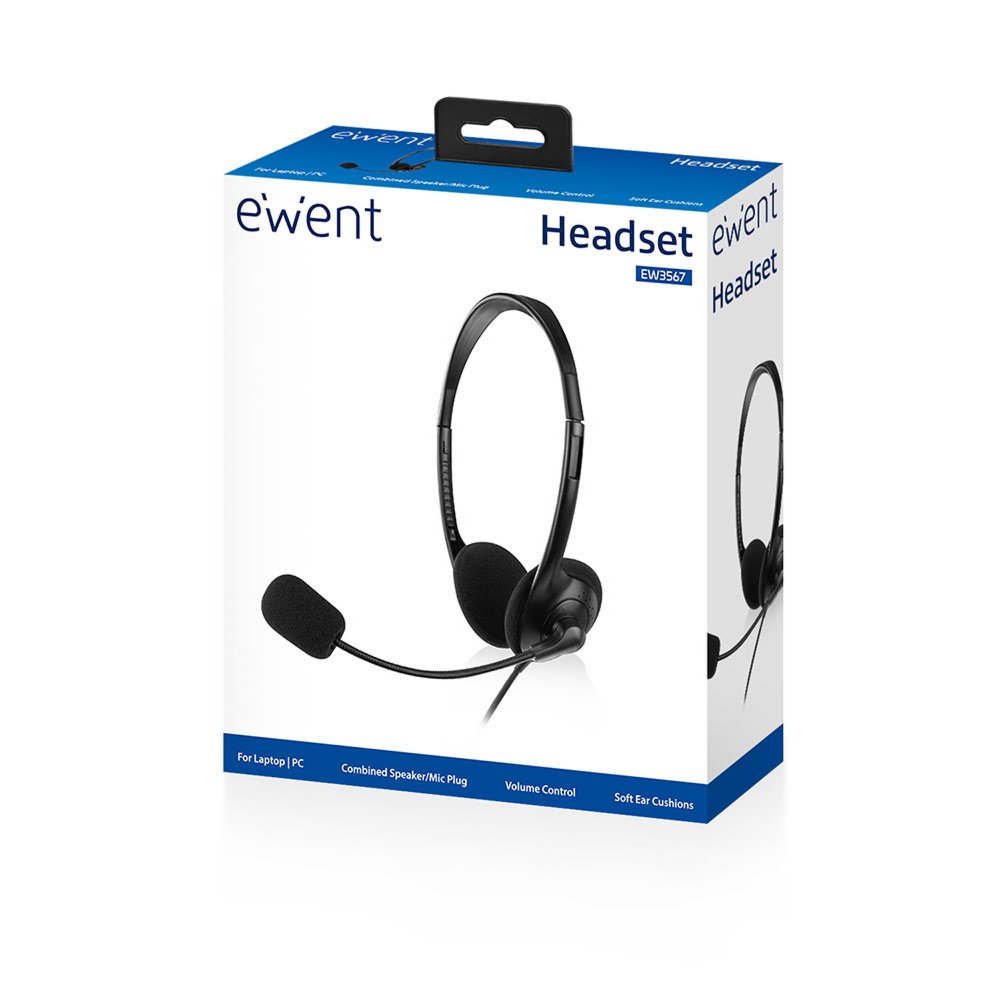 Ewent EW3567 hoofdtelefoon/headset Hoofdband 3,5mm-connector Zwart – 2