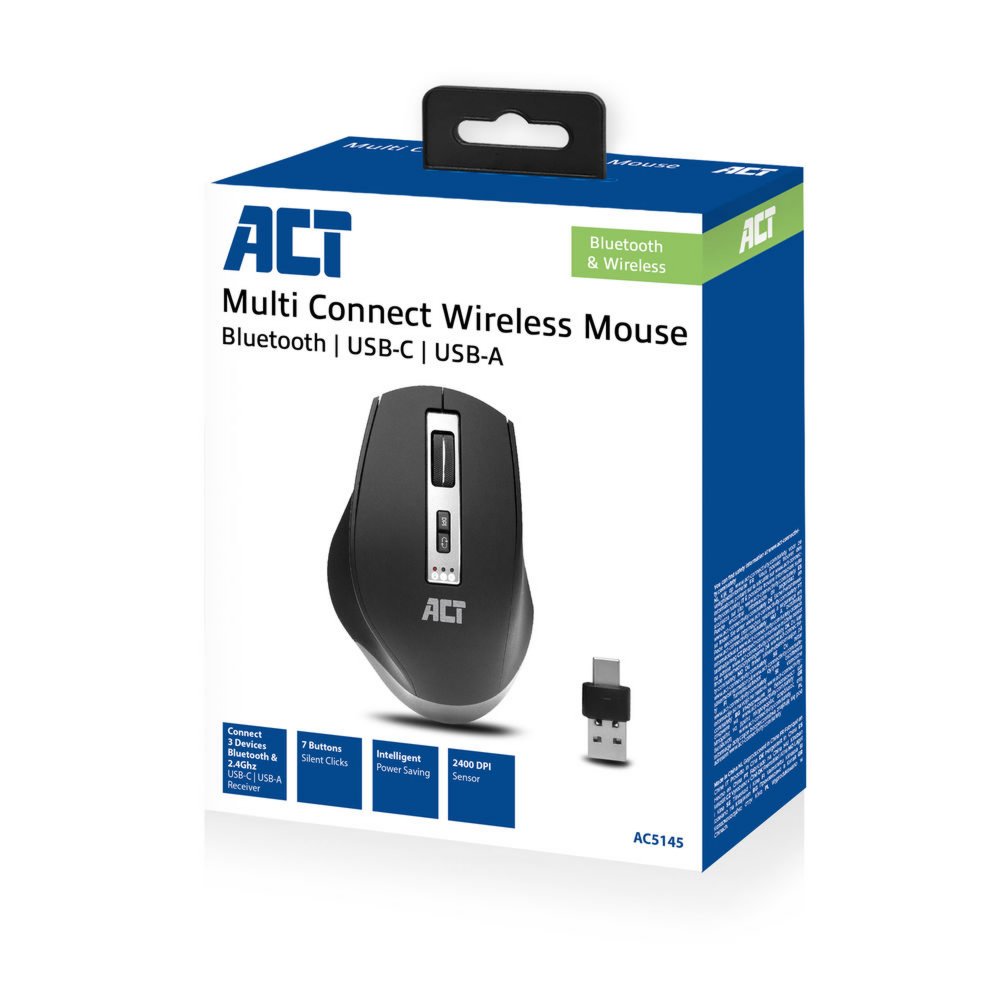 ACT AC5145 muis Rechtshandig Bluetooth IR LED 2400 DPI – 1