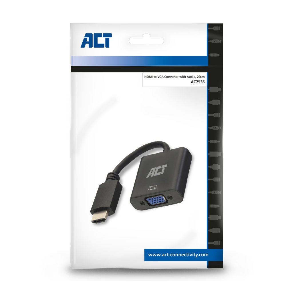 ACT AC7535 video kabel adapter 0,23 m HDMI Type A (Standaard) VGA (D-Sub) Zwart – 4
