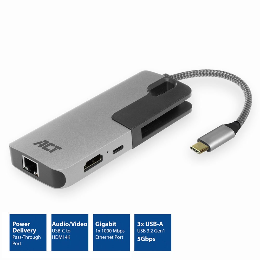ACT AC7042 USB-C naar HDMI multiport adapter met ethernet en USB hub – 1