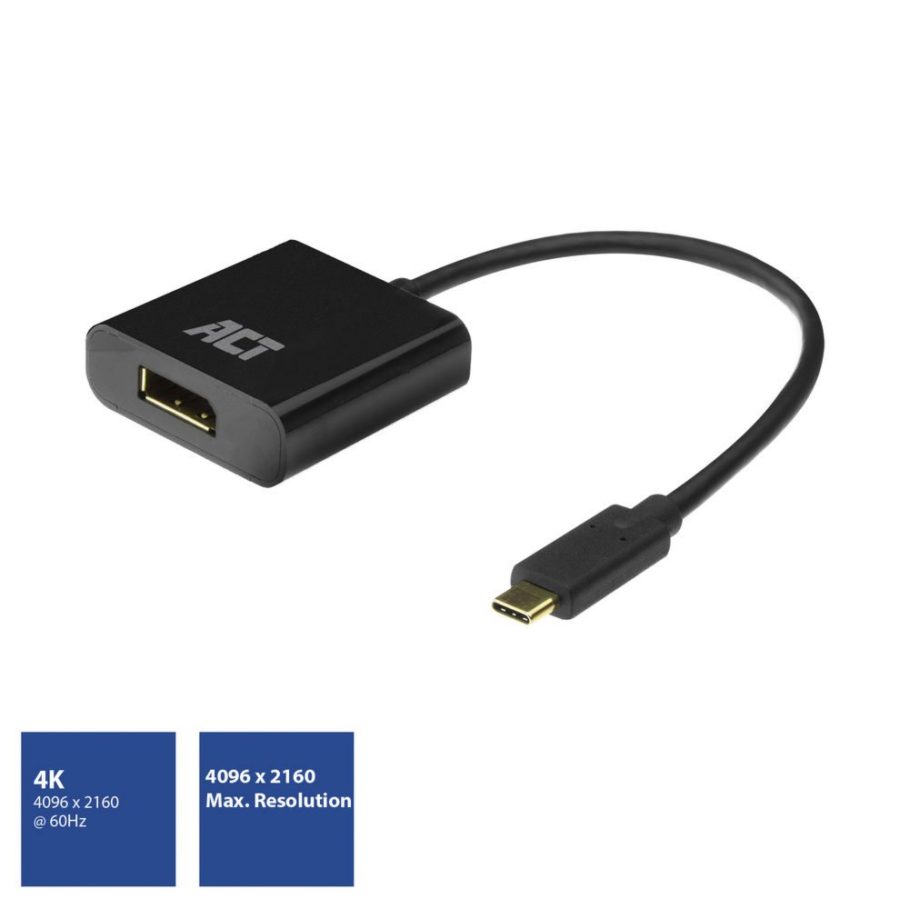 ACT AC7320 video kabel adapter 0,15 m USB Type-C DisplayPort Zwart – 1