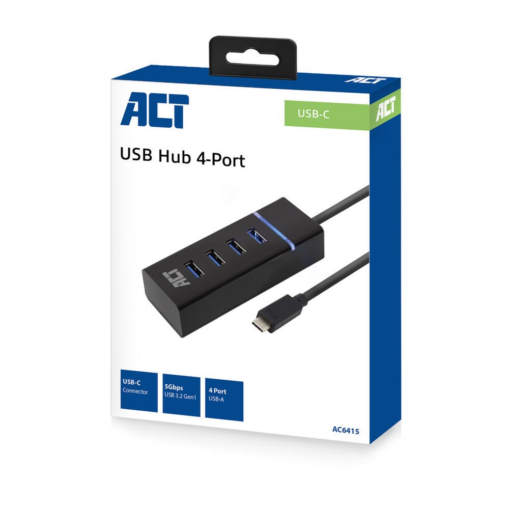 ACT AC6415 interface hub USB 3.2 Gen 1 (3.1 Gen 1) Type-C 5000 Mbit/s Zwart – 3