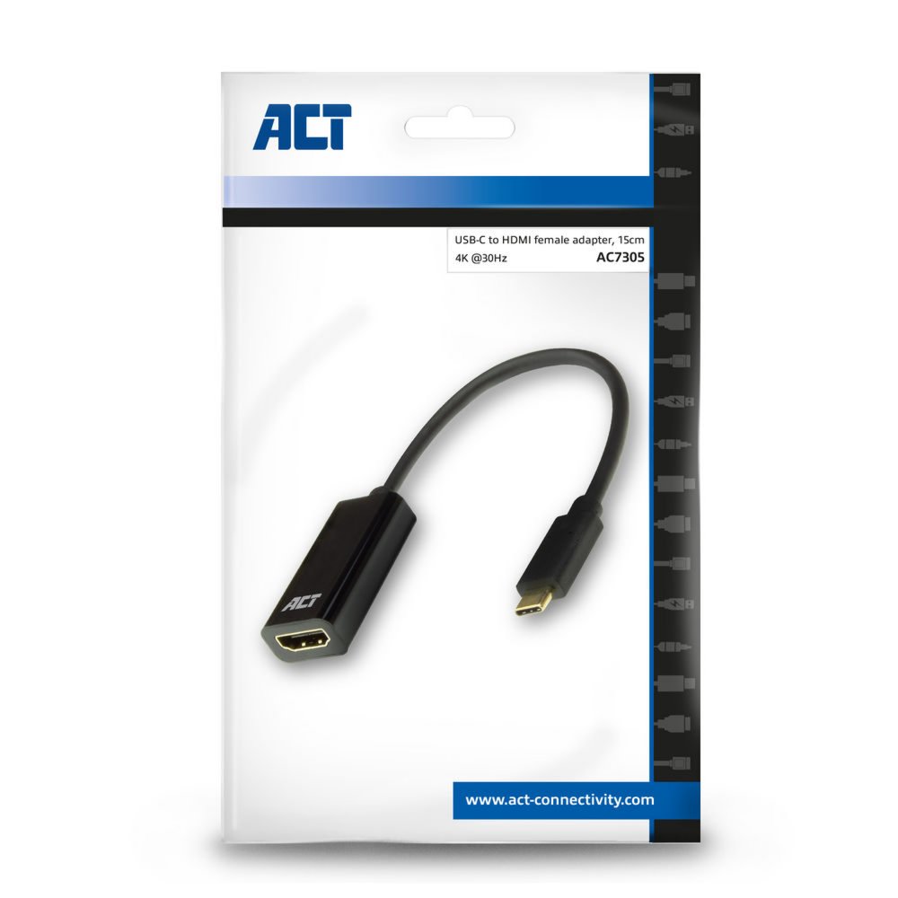 ACT AC7305 video kabel adapter 0,15 m USB Type-C HDMI Type A (Standaard) Zwart – 6