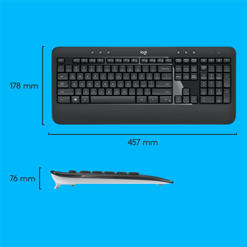 Logitech Advanced MK540 toetsenbord Inclusief muis USB QWERTZ Duits Zwart, Wit – 7