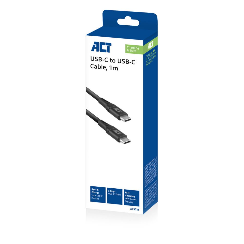 ACT AC3025 USB-kabel 1 m USB 3.2 Gen 1 (3.1 Gen 1) USB C Zwart – 1