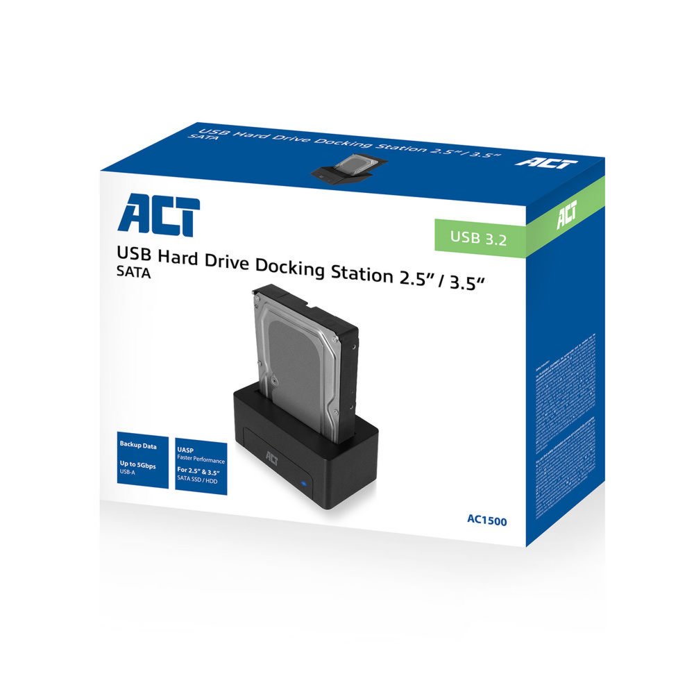 ACT AC1500 basisstation voor opslagstations USB 3.2 Gen 1 (3.1 Gen 1) Type-A Zwart – 4