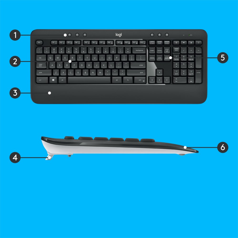 Logitech Advanced MK540 toetsenbord Inclusief muis USB QWERTZ Duits Zwart, Wit – 6