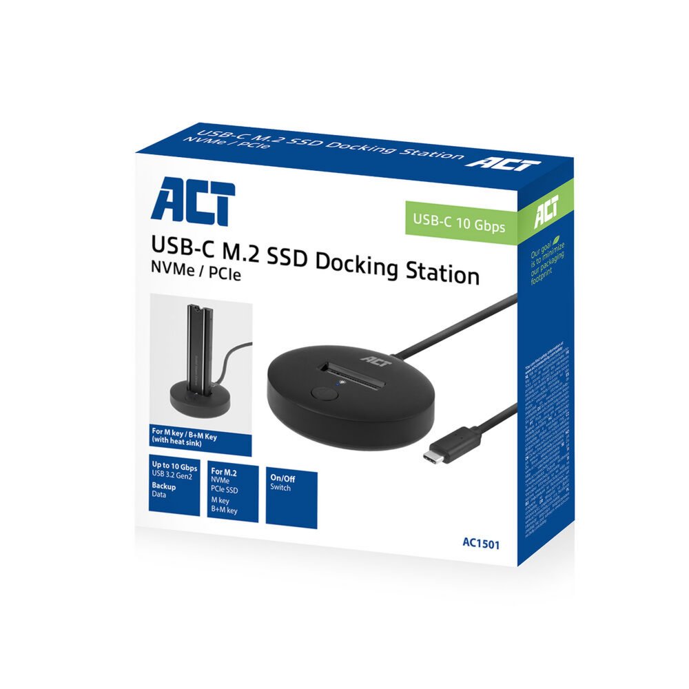 ACT AC1501 basisstation voor opslagstations USB 3.2 Gen 2 (3.1 Gen 2) Type-C Zwart – 2