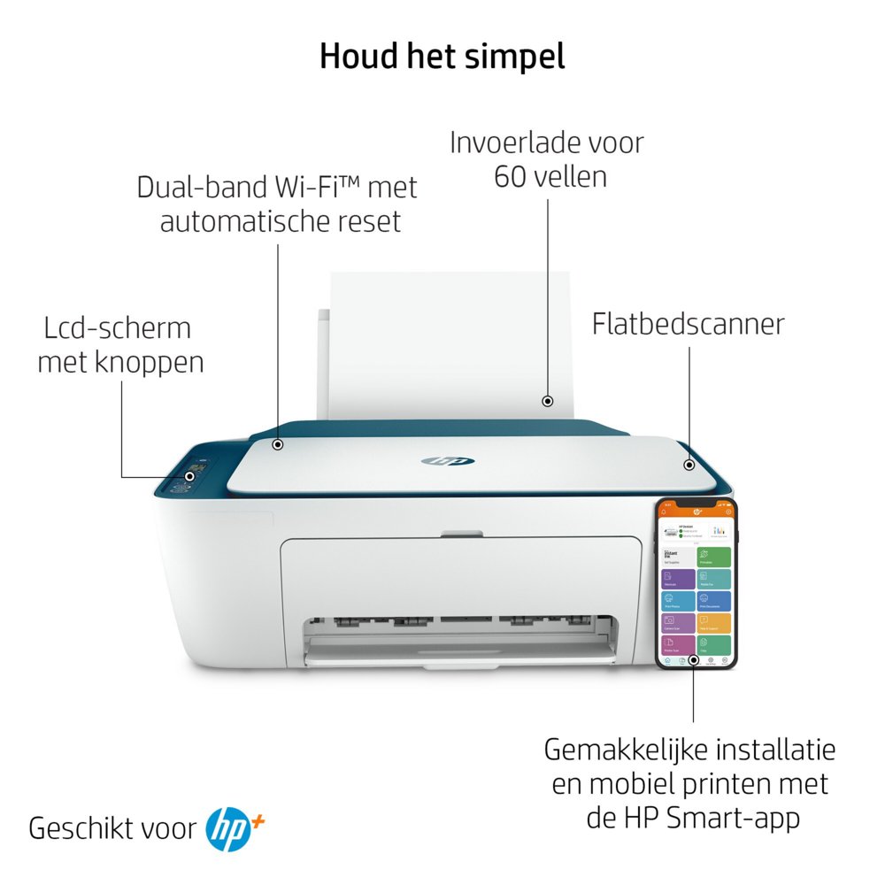 HP HP Deskjet 2721e All-in-One printer, Kleur, Printer voor Home, Printen, kopiëren, scannen, Draadloos; HP+; Geschikt voor HP Instant Ink; Printen vanaf een telefoon of tablet – 12