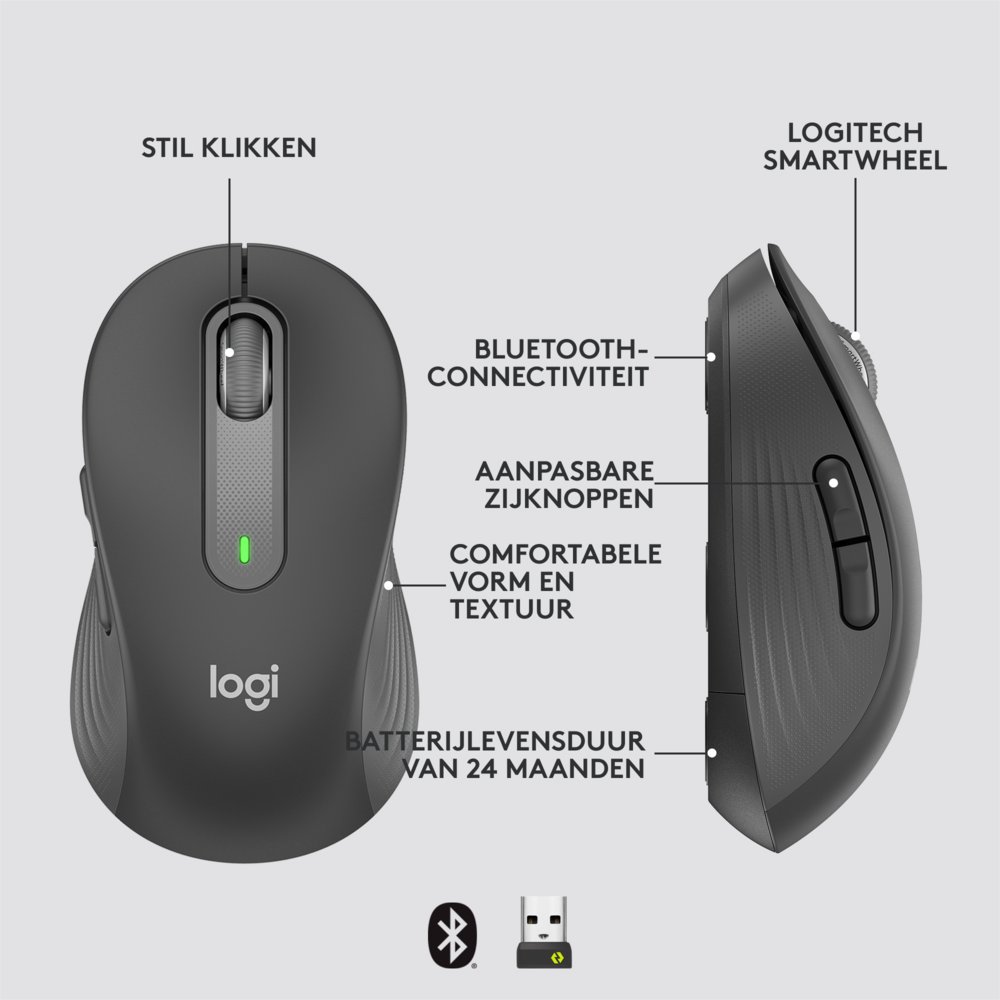 Logitech Signature M650 muis Rechtshandig RF-draadloos + Bluetooth Optisch 2000 DPI – 10