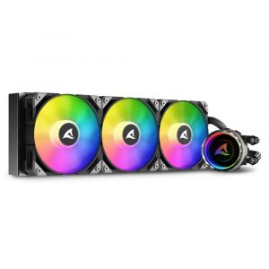 Sharkoon S90 RGB Computer behuizing, Processor Alles-in-één vloeistofkoeler 12 cm Zwart 1 stuk(s) - Afbeelding 1