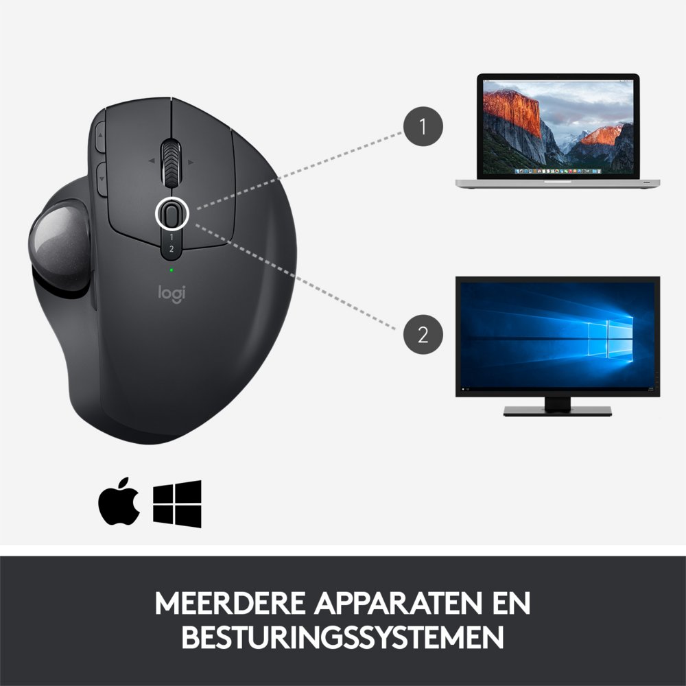 Logitech MX Ergo muis Rechtshandig RF draadloos + Bluetooth Trackball 440 DPI – 10