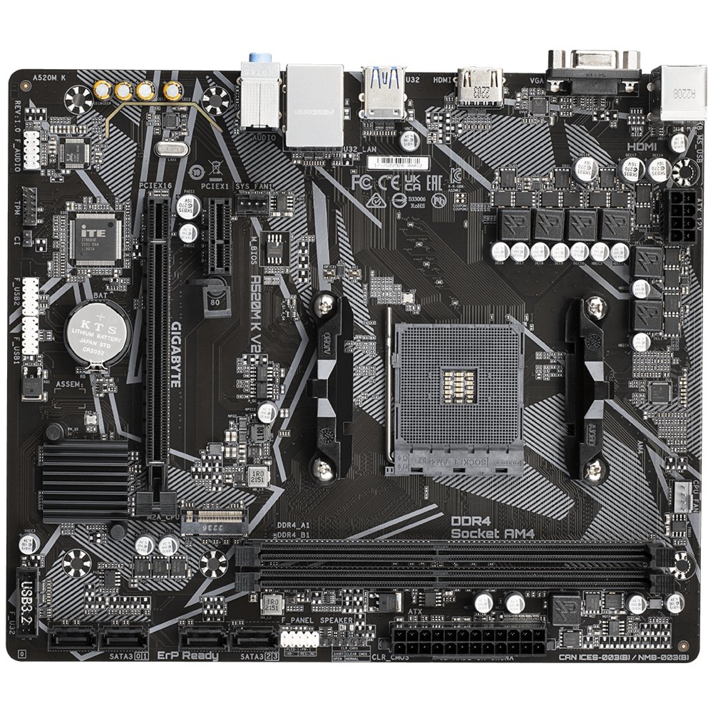 Gigabyte A520M K V2 moederbord AMD A520 Socket AM4 micro ATX – 1