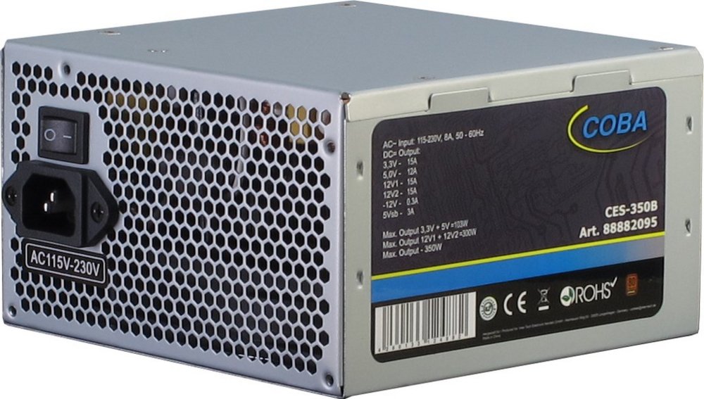 Inter-Tech Coba CES-350B power supply unit 350 W 20+4 pin ATX ATX Zilver – 0