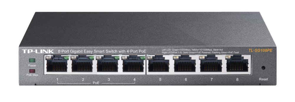 TP-LINK TL-SG108PE Unmanaged Gigabit Ethernet (10/100/1000) Power over Ethernet (PoE) Zwart – 0