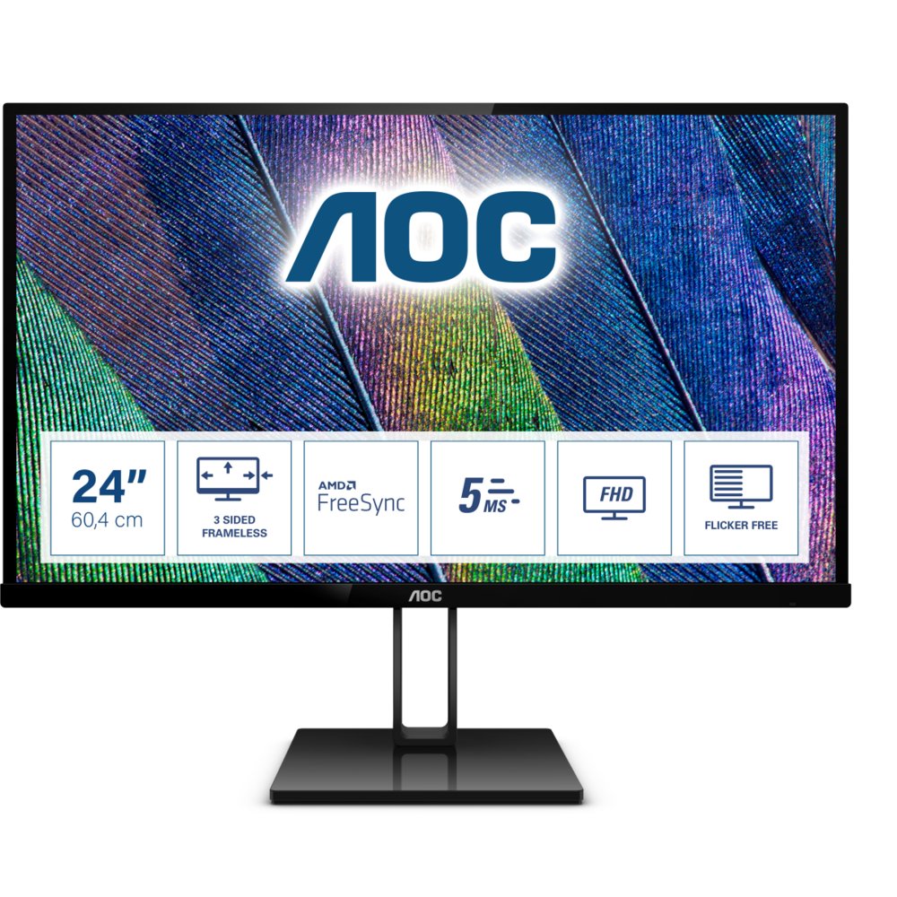 AOC V2 24V2Q computer monitor 60,5 cm (23.8″) 1920 x 1080 Pixels Full HD LED Zwart – 1