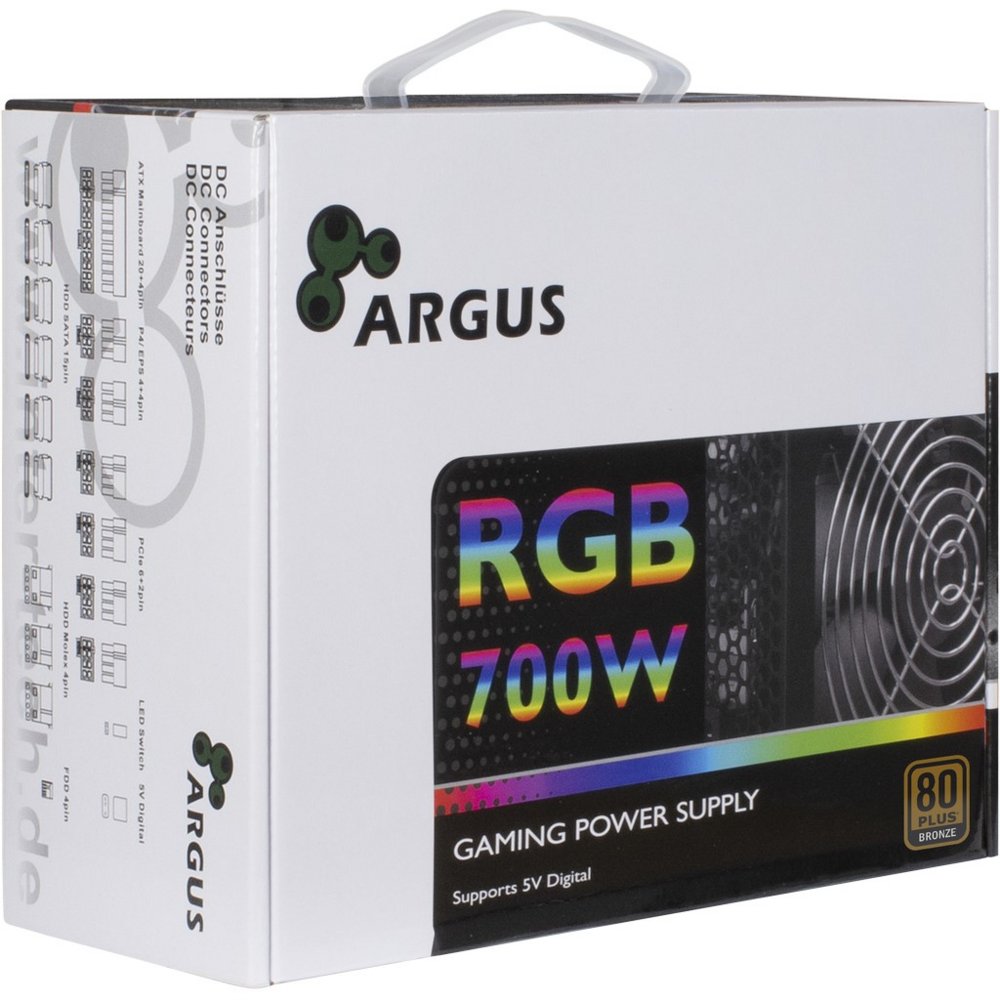 Inter-Tech Argus RGB-700W II power supply unit 20+4 pin ATX ATX Zwart – 2