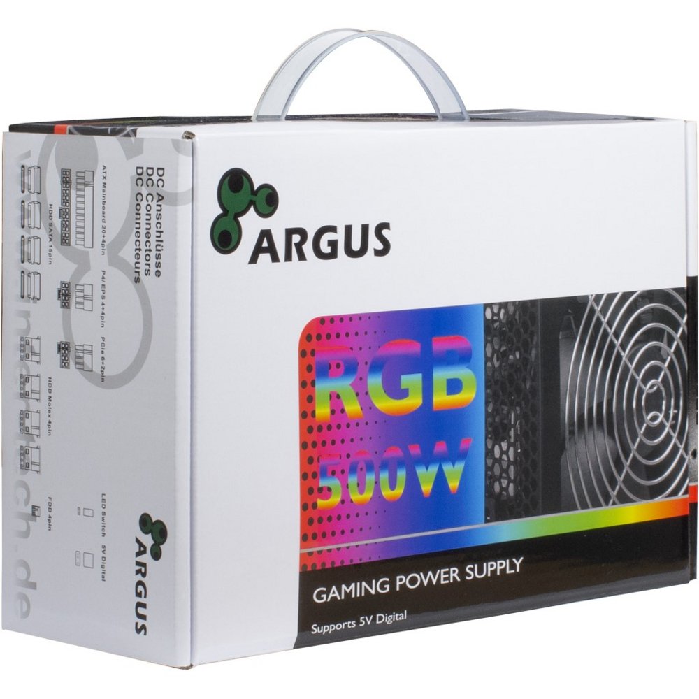Inter-Tech Argus RGB-500W II power supply unit 20+4 pin ATX Zwart – 1