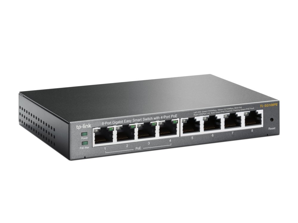 TP-LINK TL-SG108PE Unmanaged Gigabit Ethernet (10/100/1000) Power over Ethernet (PoE) Zwart – 1