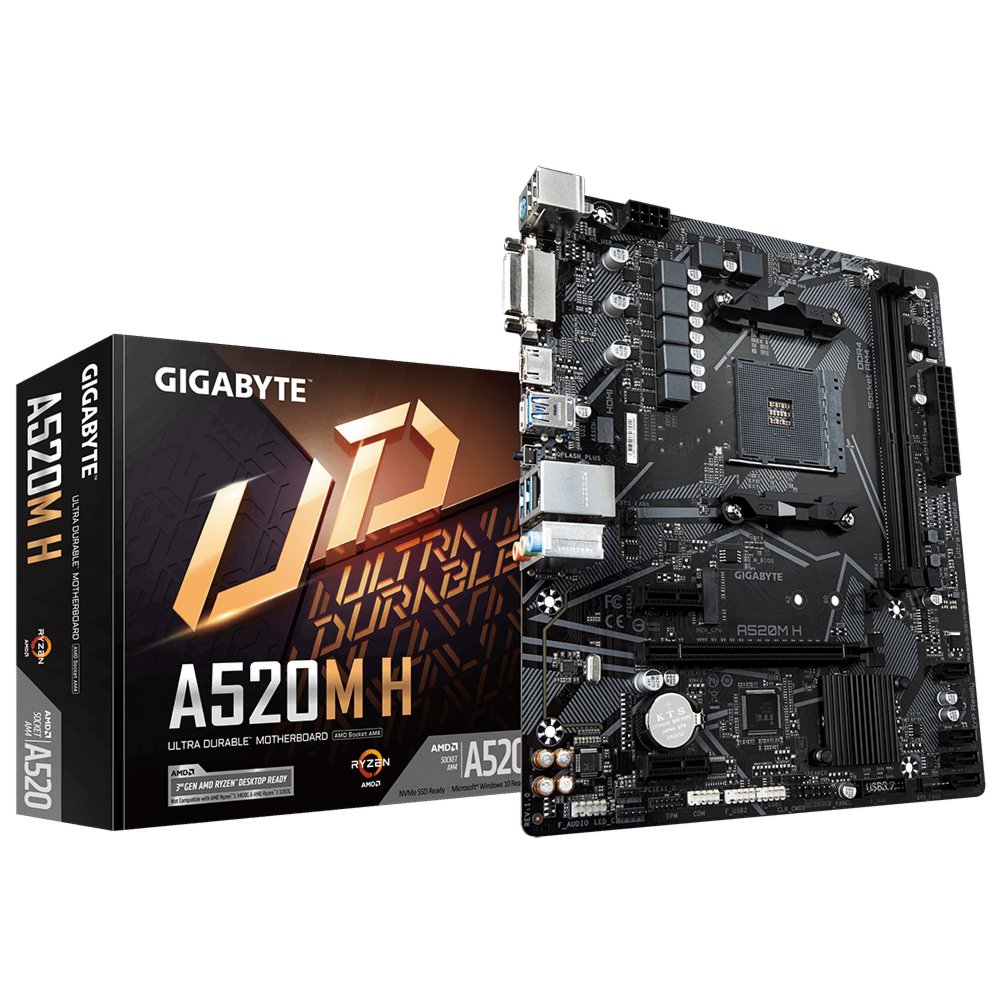 Gigabyte A520M H (rev. 1.0) AMD A520 Socket AM4 micro ATX – 1