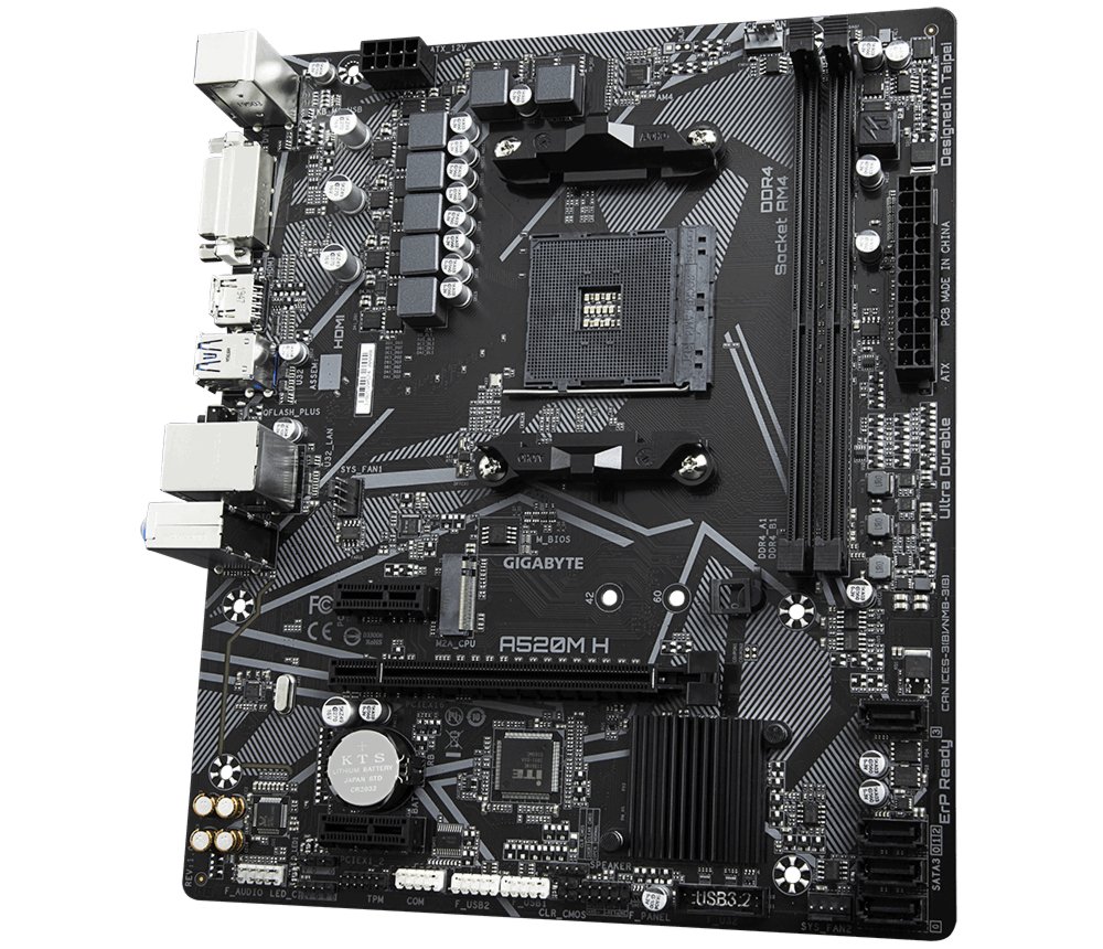 Gigabyte A520M H (rev. 1.0) AMD A520 Socket AM4 micro ATX – 3
