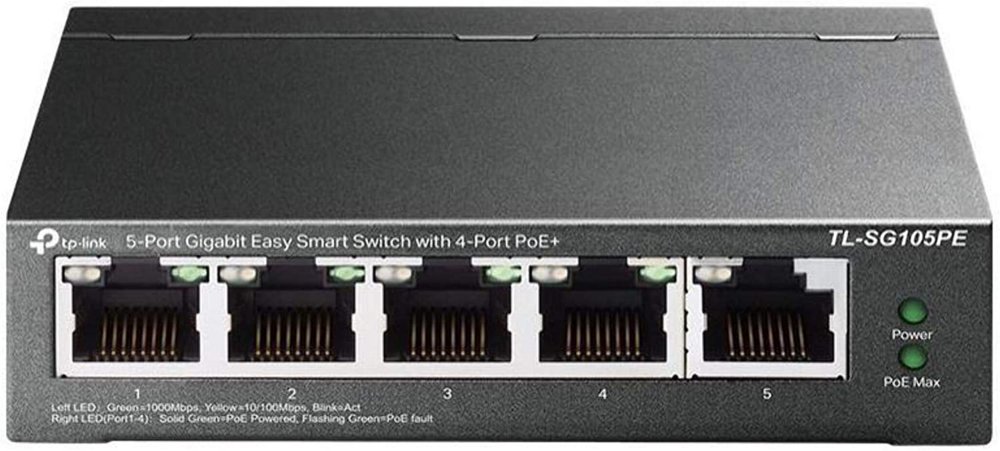 TP-LINK TL-SG105PE netwerk-switch Unmanaged L2 Gigabit Ethernet (10/100/1000) Power over Ethernet (PoE) Zwart – 0