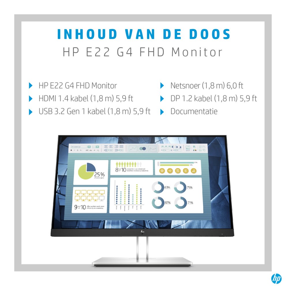 HP E-Series E22 G4 54,6 cm (21.5″) 1920 x 1080 Pixels Full HD LCD Zwart, Zilver – 13