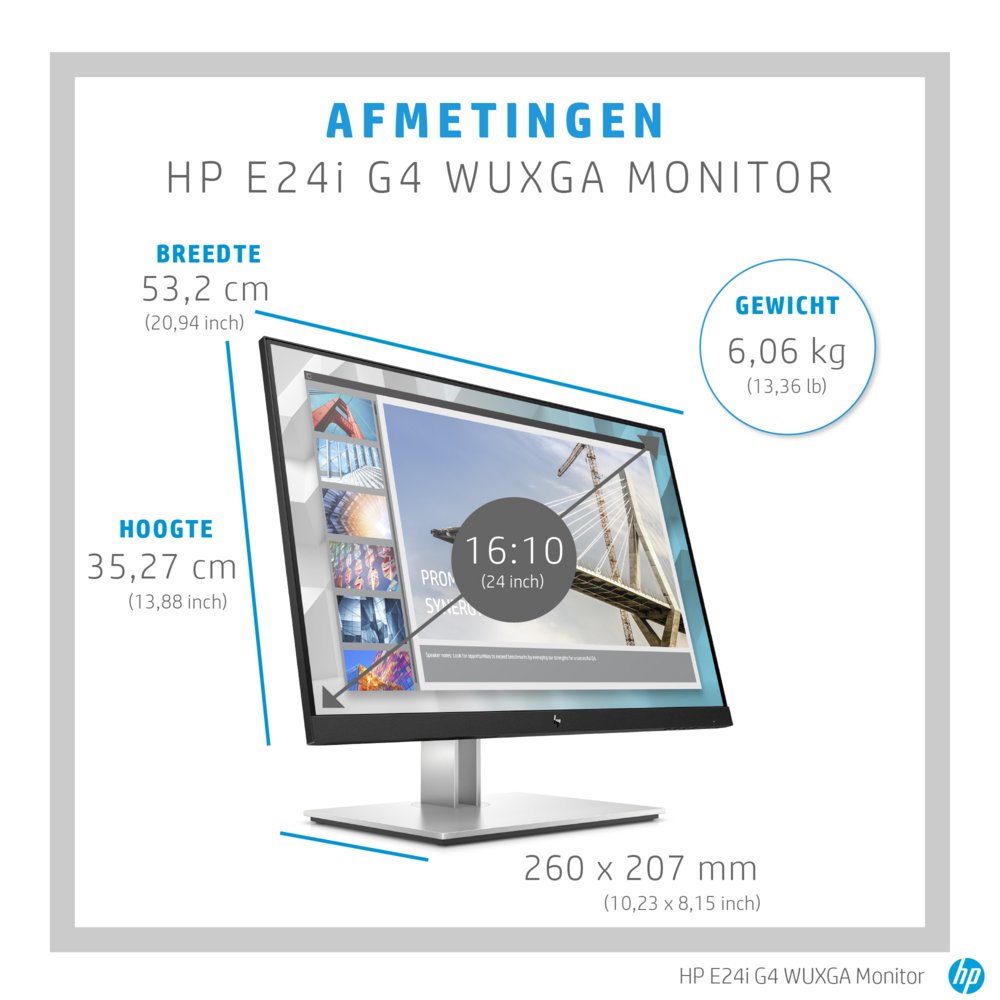 HP E-Series E24i G4 61 cm (24″) 1920 x 1200 Pixels WUXGA Zwart, Zilver – 6
