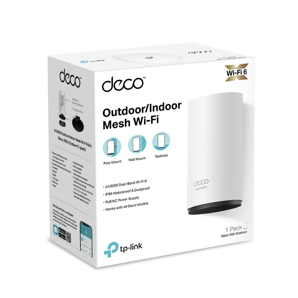 TP-Link DECOX50OUTDOOR1P mesh-wifi-systeem Dual-band (2.4 GHz / 5 GHz) Wi-Fi 6 (802.11ax) Wit 1 Intern – 2