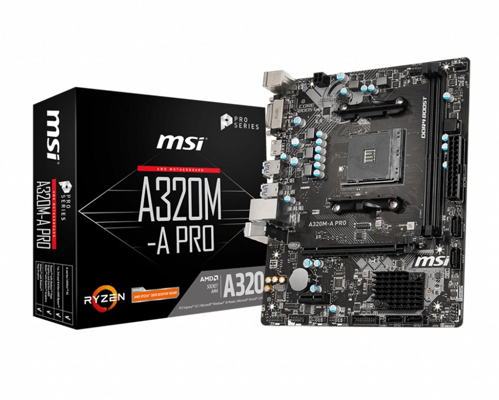 MSI A320M-A PRO moederbord AMD A320 Socket AM4 micro ATX – 0