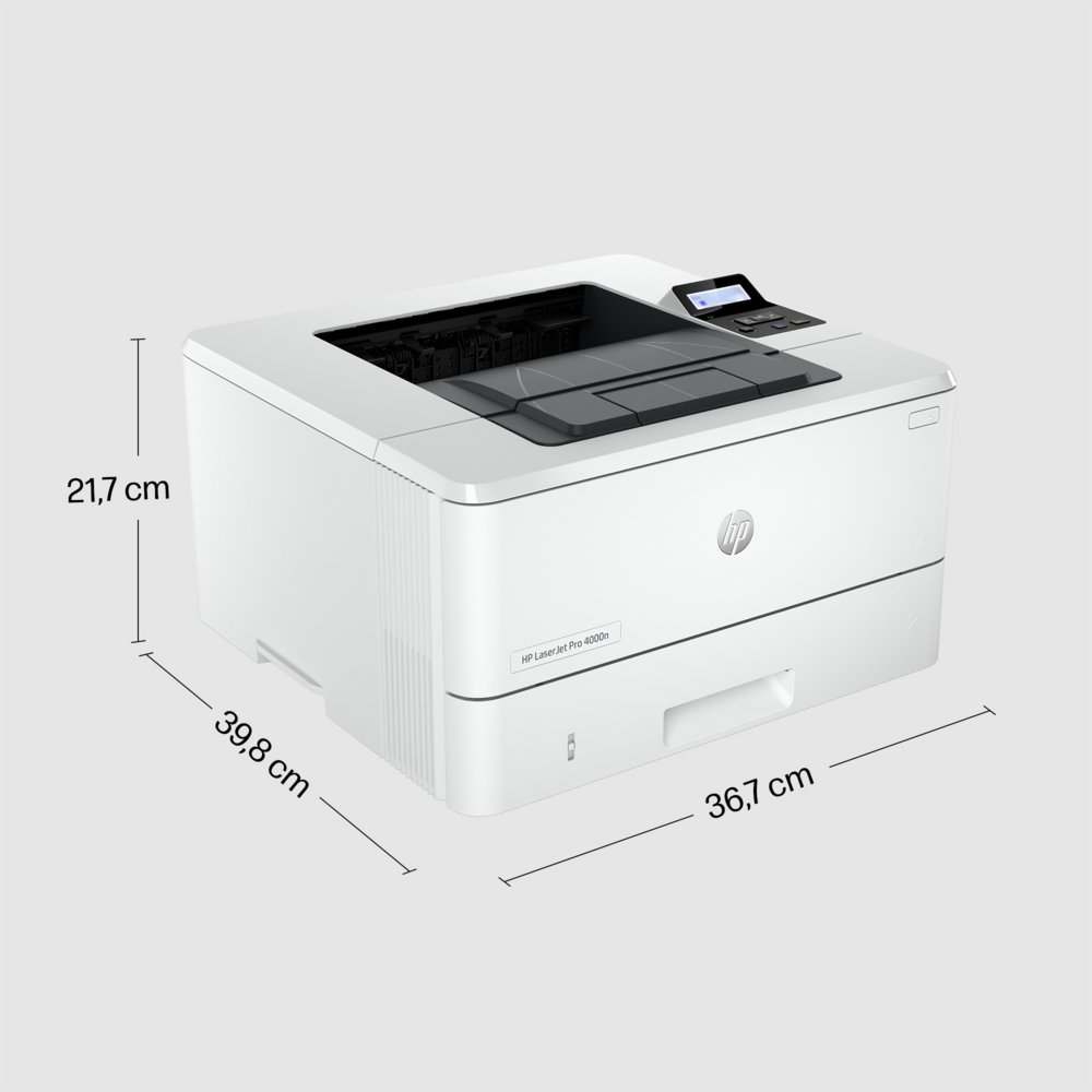 HP LaserJet Pro 4002dn printer, Zwart-wit, Printer voor Kleine en middelgrote ondernemingen, Print, Dubbelzijdig printen; Eerste pagina snel gereed; Energiezuinig; Compact formaat; Optimale beveiliging – 4