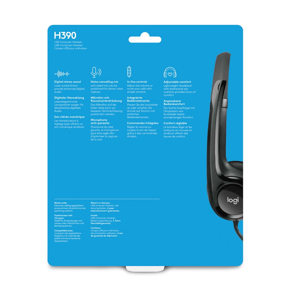 Logitech H390 USB Computer Headset Met rijke digitale audio en knoppen op de draad – 10