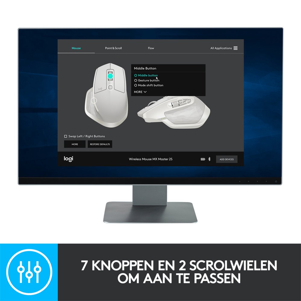 Logitech MX Master 2S Wireless Mouse muis Rechtshandig RF-draadloos + Bluetooth Laser 4000 DPI – 9