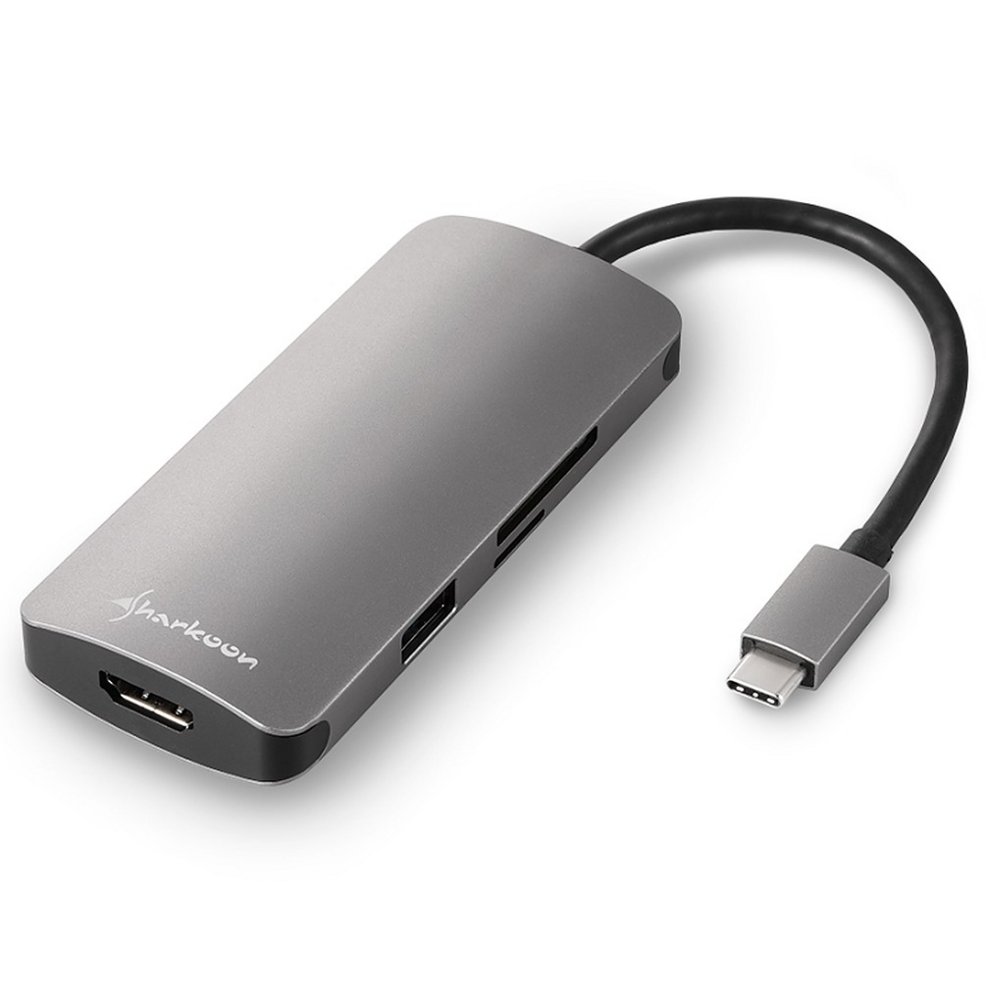 Sharkoon USB 3.0 Type C Multiport Adapter USB 3.2 Gen 1 (3.1 Gen 1) Type-C Grijs – 0