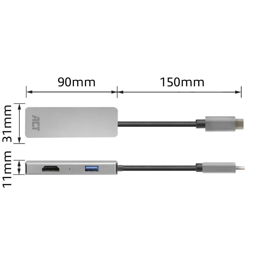 ACT AC7013 laptop dock & poortreplicator Bedraad USB 3.2 Gen 1 (3.1 Gen 1) Type-C Zwart, Grijs – 5