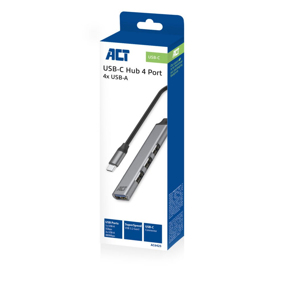 ACT AC6425 interface hub USB 3.2 Gen 1 (3.1 Gen 1) Type-C 5000 Mbit/s Grijs – 3