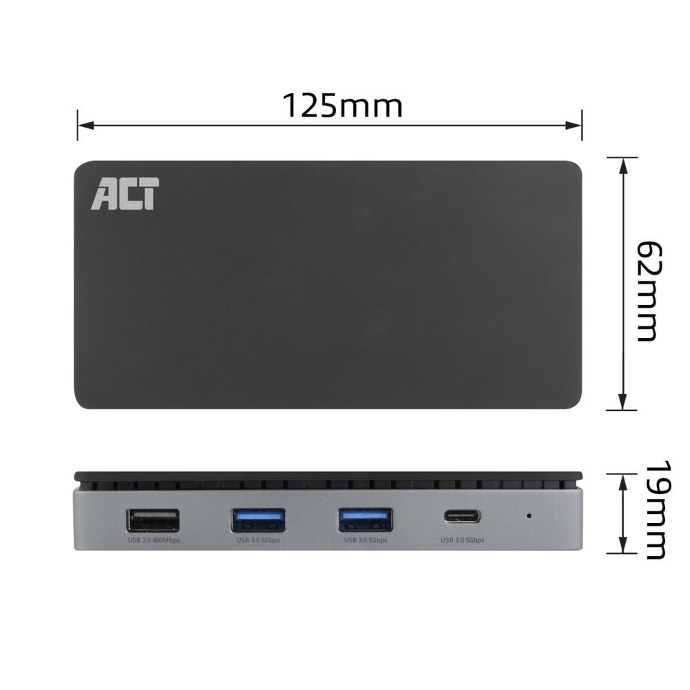 ACT USB-C 4K MST dockingstation voor 2 HDMI-monitoren, Ethernet, USB-C, 3x USB-A, PD passthrough en 1 meter lange afneembare USB-C-kabel – 8