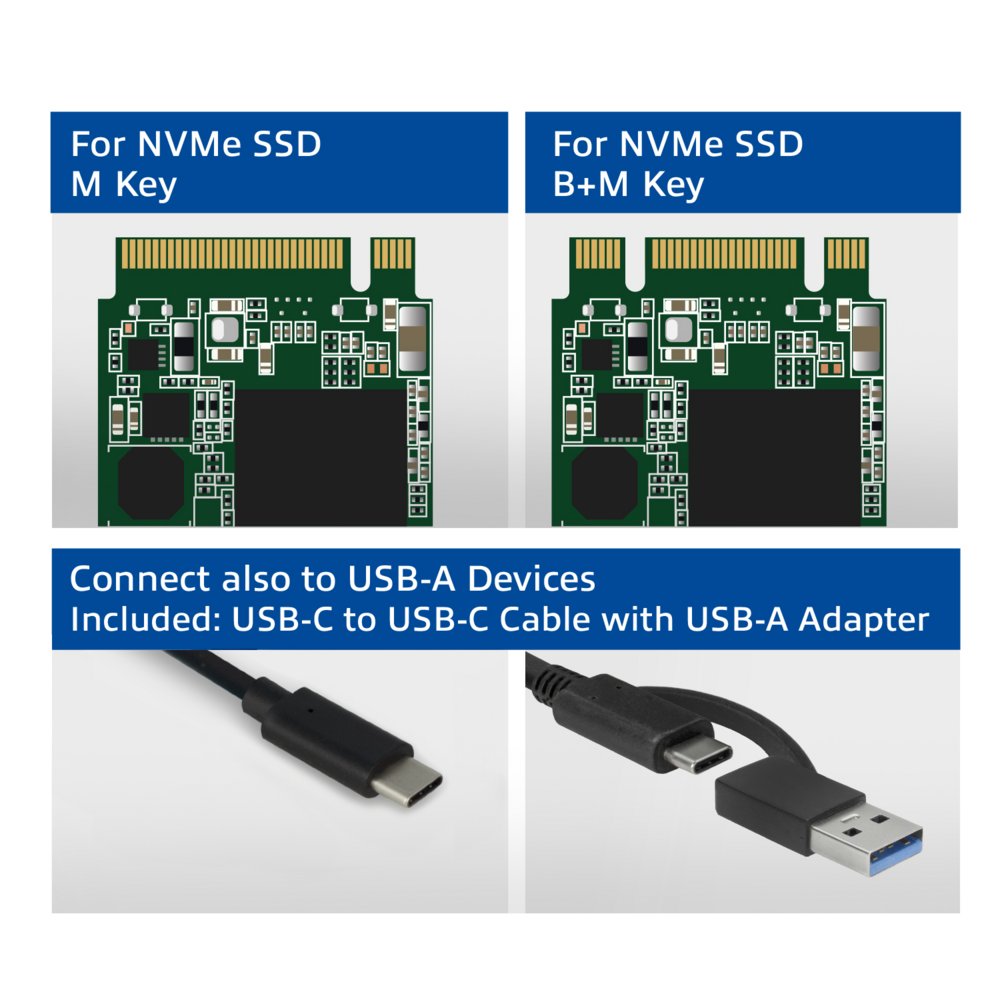 ACT USB-C M.2 NVMe / PCIe SSD Behuizing, tool-free – 3