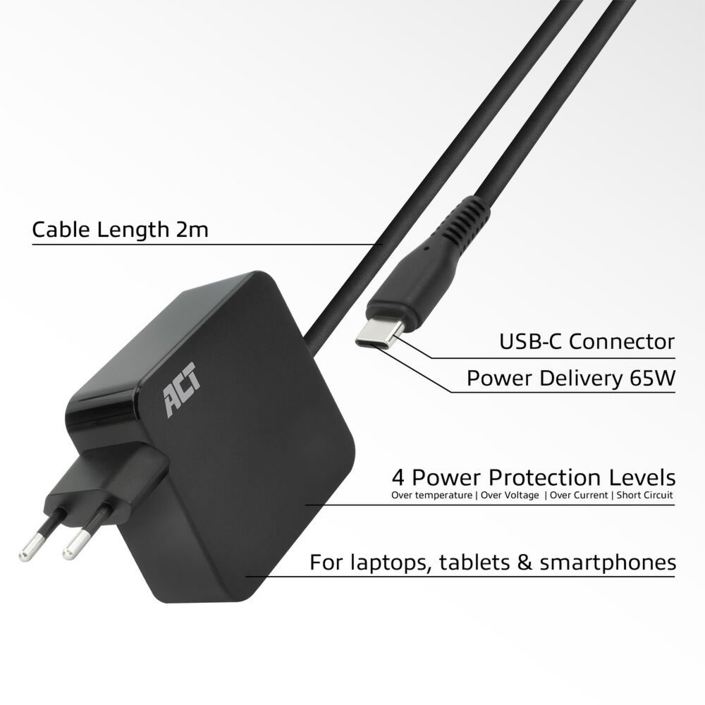 ACT USB-C laptoplader 65W PDP 2m – 2