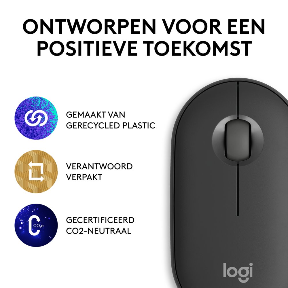 Logitech Pebble 2 M350s muis Ambidextrous RF-draadloos + Bluetooth Optisch 4000 DPI – 9