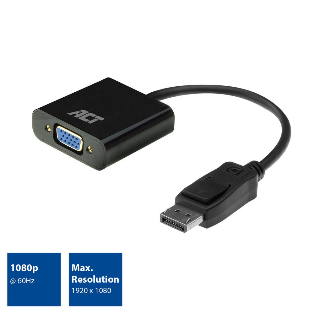 ACT DisplayPort naar VGA female adapter, Zip Bag – 1