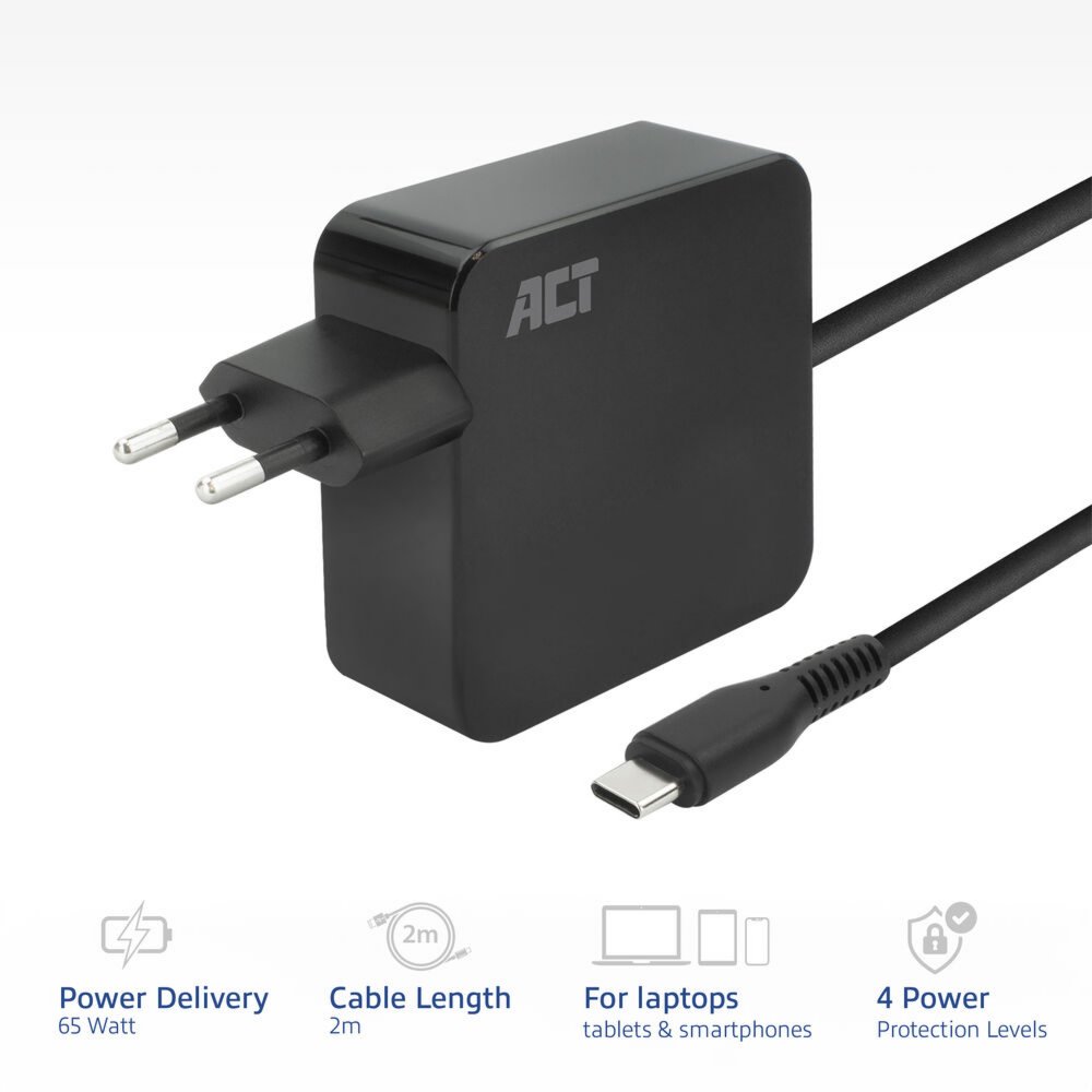 ACT USB-C laptoplader 65W PDP 2m – 1