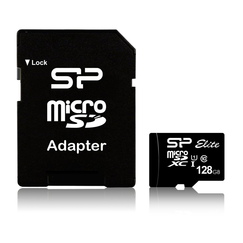 Silicon Power 128GB Elite MicroSDXC Class10 UHS-1 tot 85Mb/s incl. SD-adapter Zwart – 0