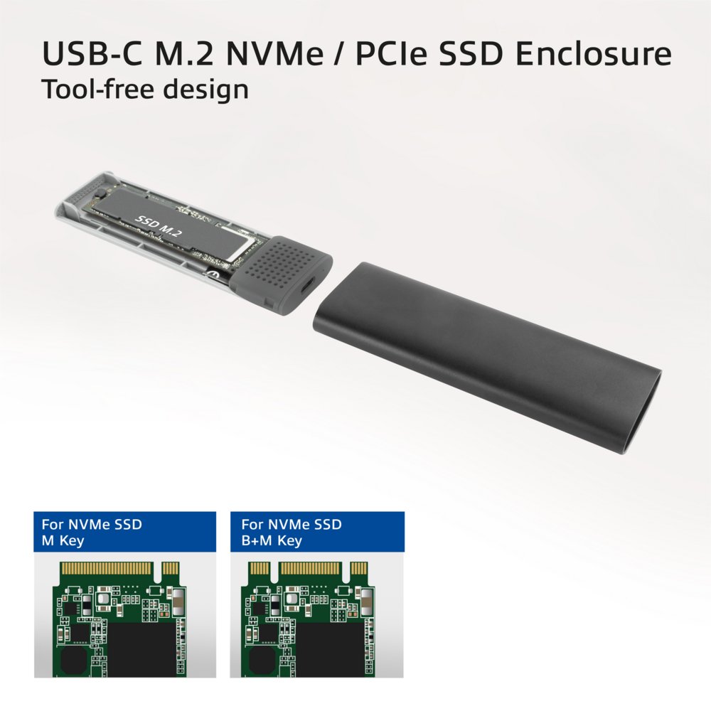 ACT USB-C M.2 NVMe / PCIe SSD Behuizing, tool-free – 5