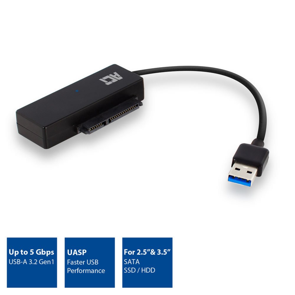 ACT 2,5 inch en 3,5 inch SATA HDD SSD naar USB 3.2 Gen1 adapter – 6