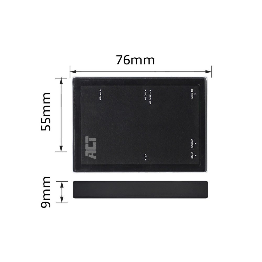 ACT AC6370 geheugenkaartlezer USB 3.2 Gen 1 (3.1 Gen 1) Type-A Zwart – 1