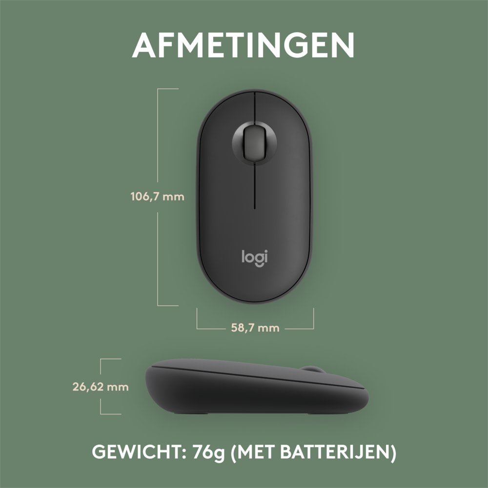 Logitech Pebble 2 M350s muis Ambidextrous RF-draadloos + Bluetooth Optisch 4000 DPI – 7