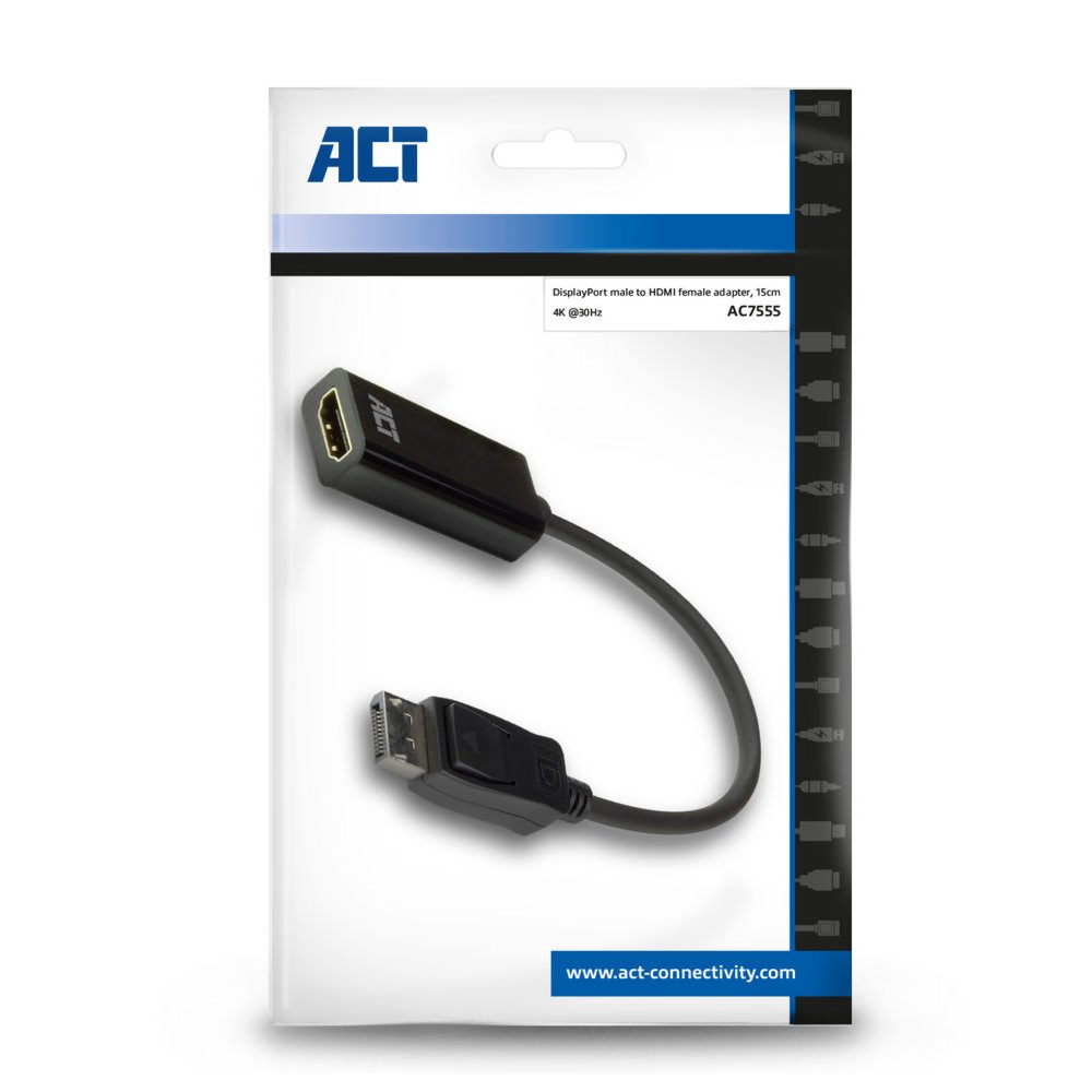 ACT DisplayPort naar HDMI female adapter, 4K, Zip Bag – 3