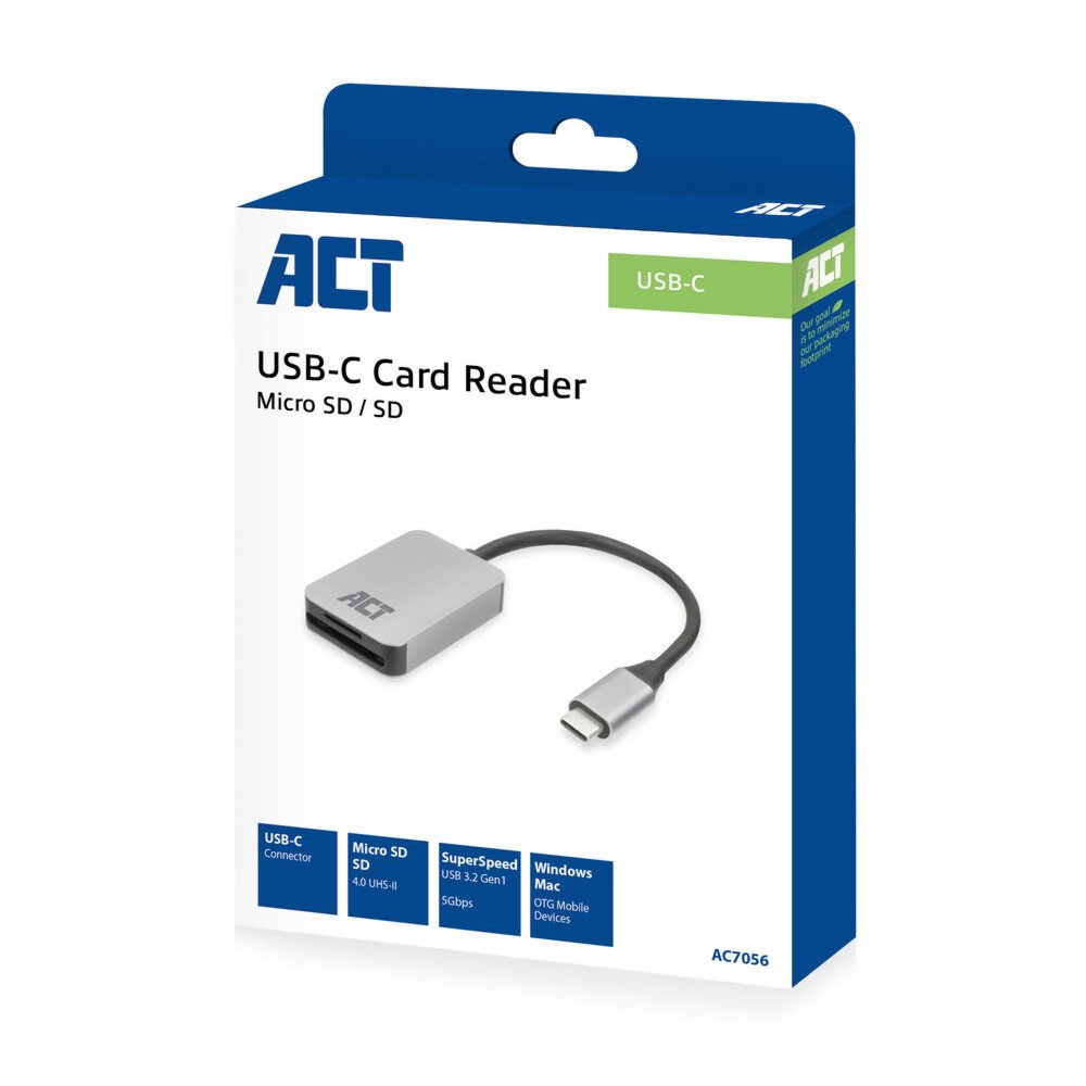 ACT AC7056 geheugenkaartlezer USB 3.2 Gen 1 (3.1 Gen 1) Type-C Grijs – 2